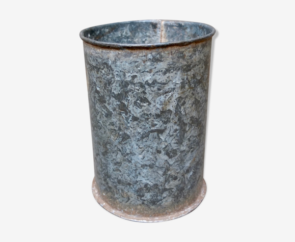 Pot de fleurs de zinc galvanisé vintage mesure de grain