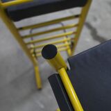Paire de tabouret de bar italien ajustables jaune laqué et noir