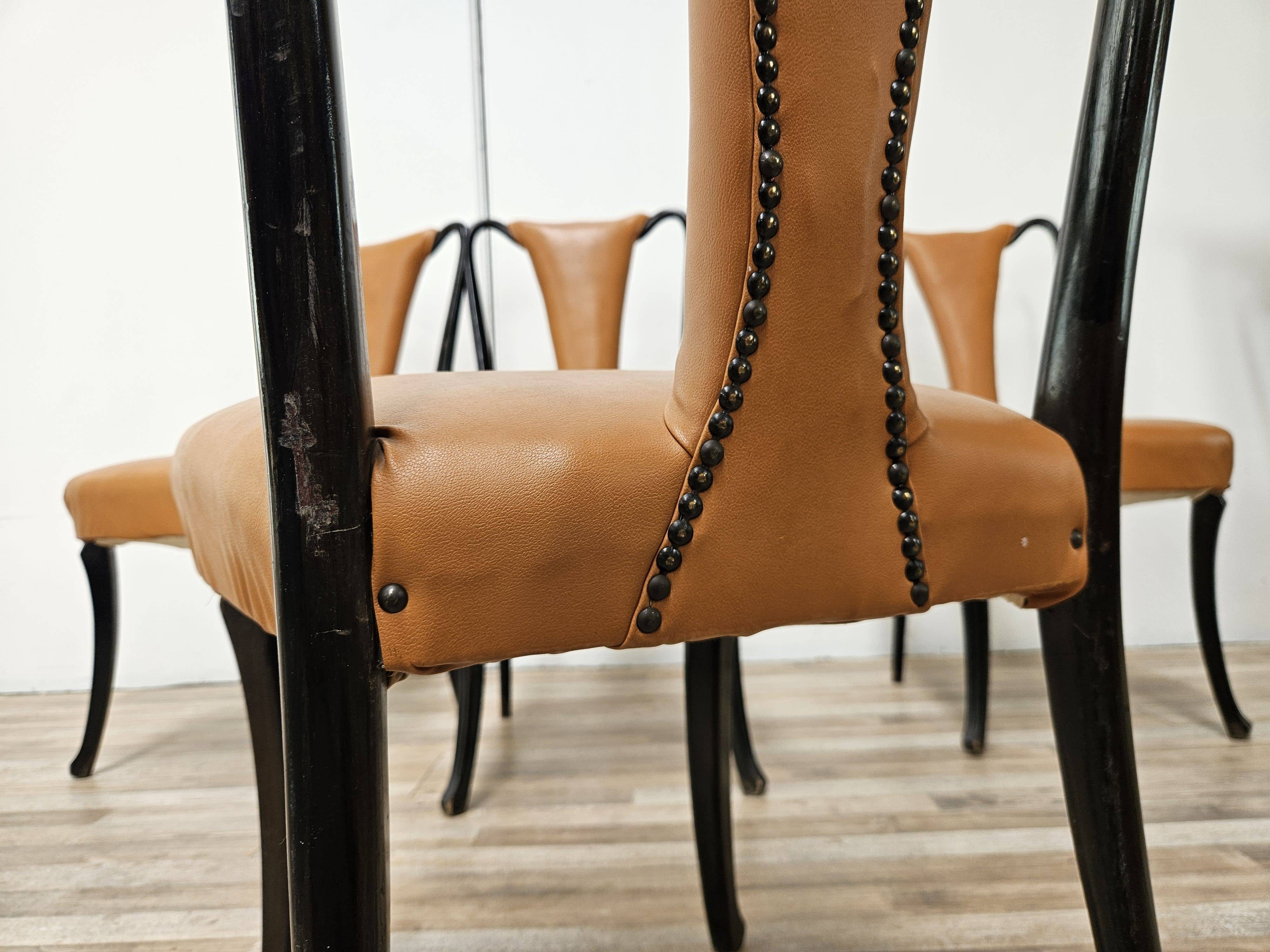 Set of 6 dining chairs by Vittorio Dassi from the 1950s