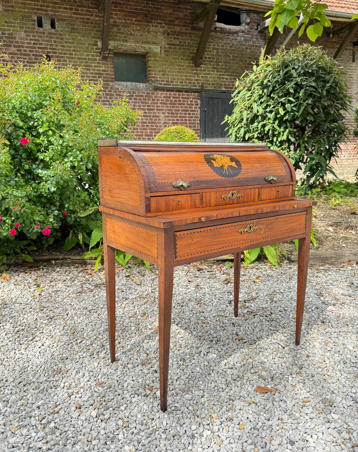 Vassou Jean Baptiste Cylinder Desk In Marquetry Louis XVI Period XVIII Eme Century