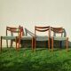 Lot of 4 Scandinavian chairs in wood and velvet fabric