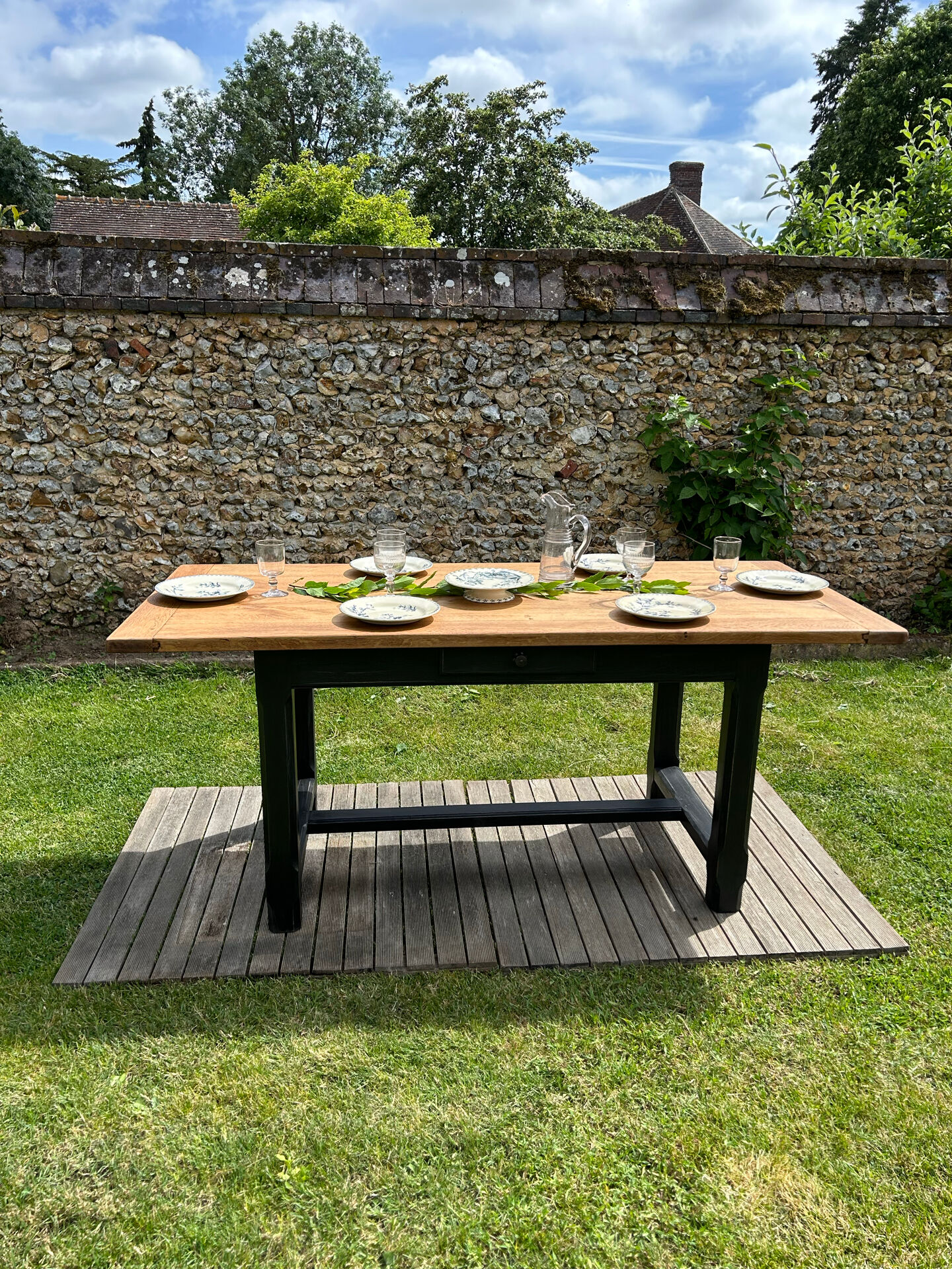 Table de ferme en chêne massif vintage
