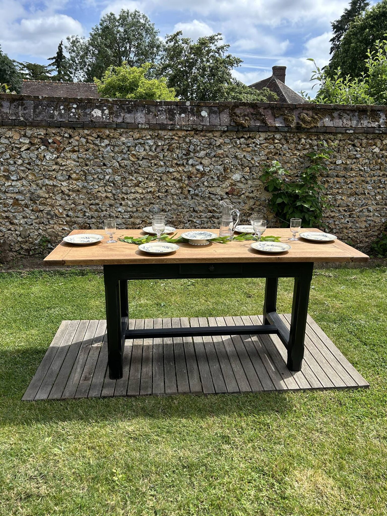 Vintage solid oak farmhouse table
