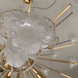 Lustre fleurs blanches murano verre spoutnik ovale en or