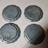 Set of 4 pewter and porcelain coasters from the 1960s/70s (see above for vintage).