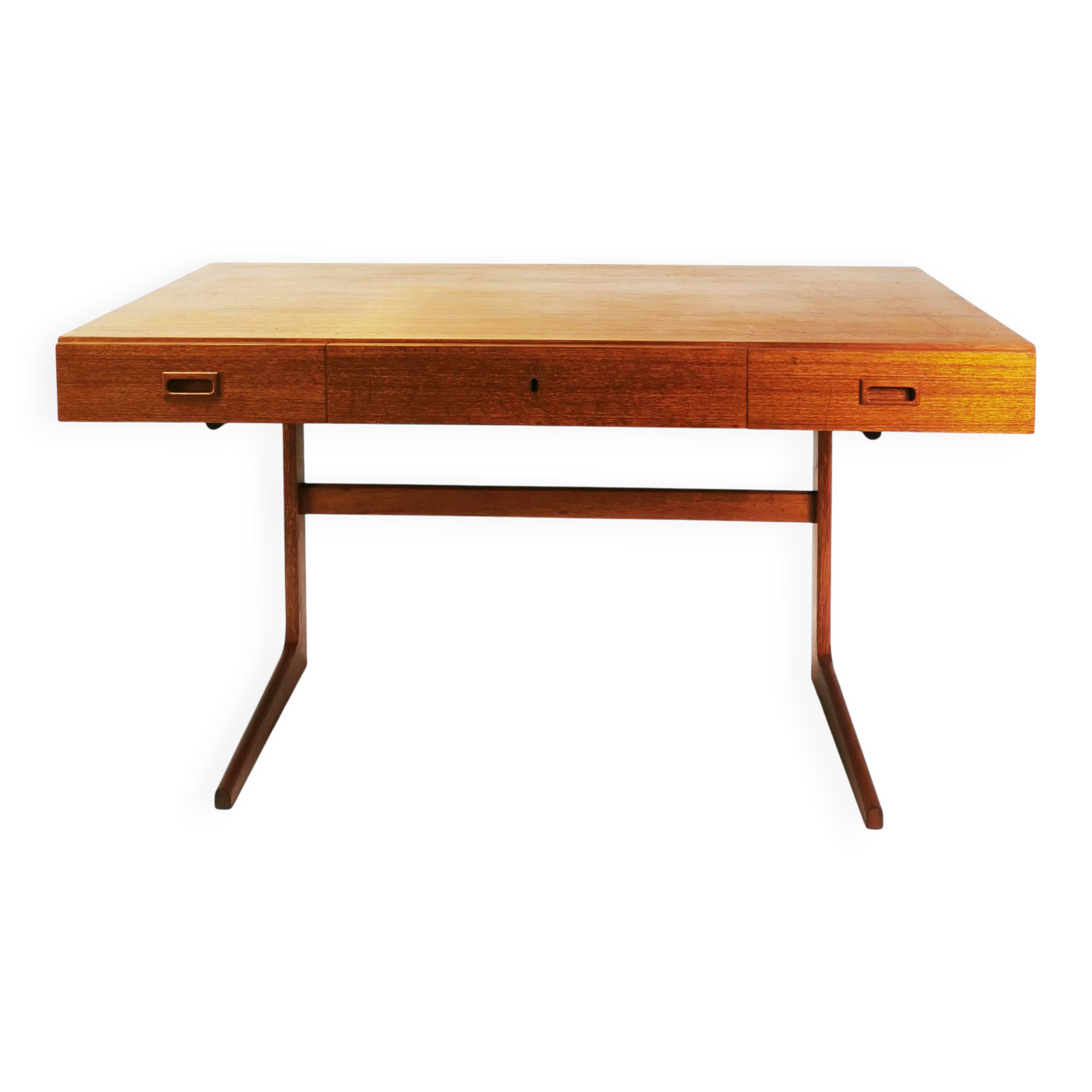 Modernist teak desk, designed by Gorg Petersen, Denmark, 1960s