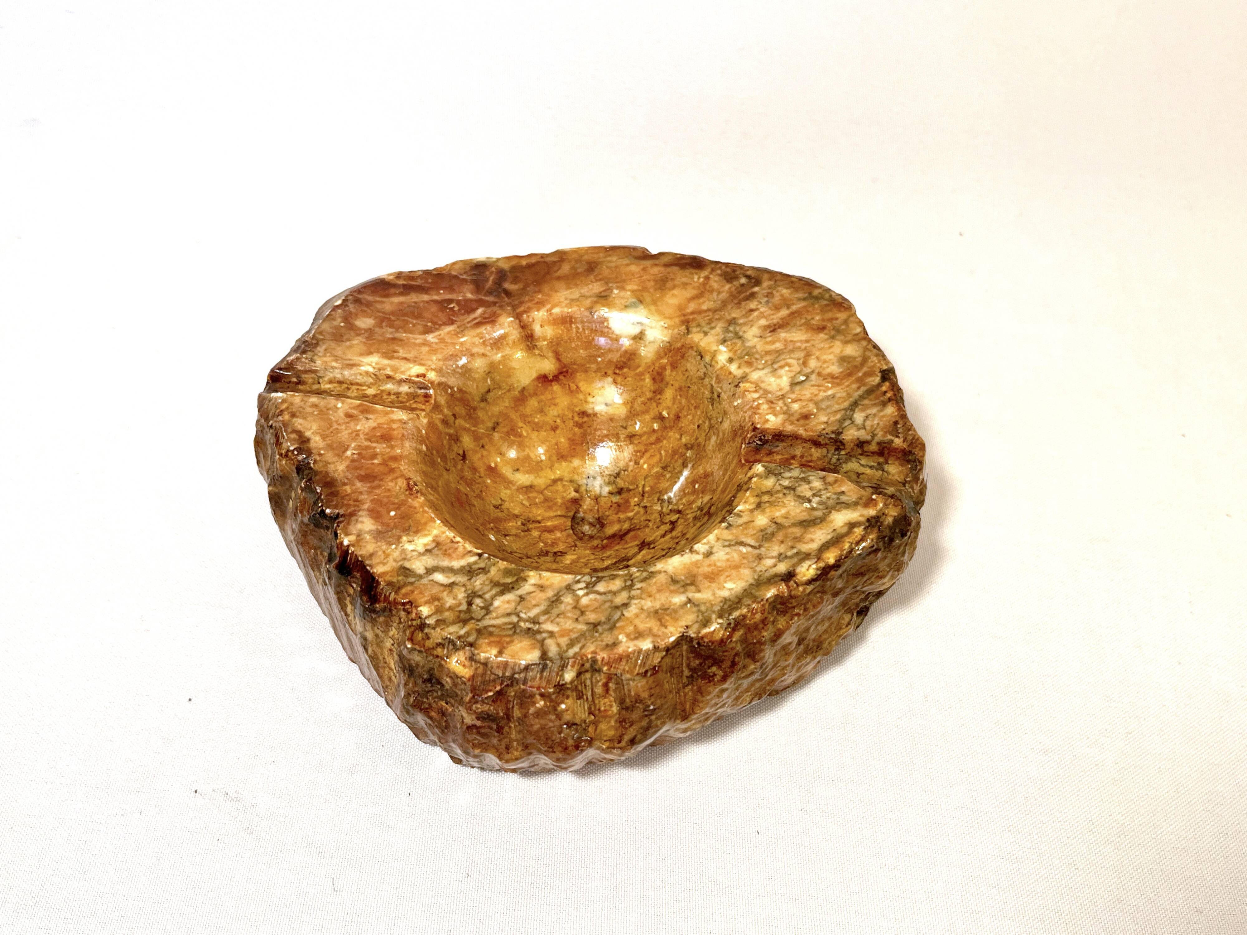 Vintage ochre alabaster ashtray by Romano Bianchi vintage 1960 marble