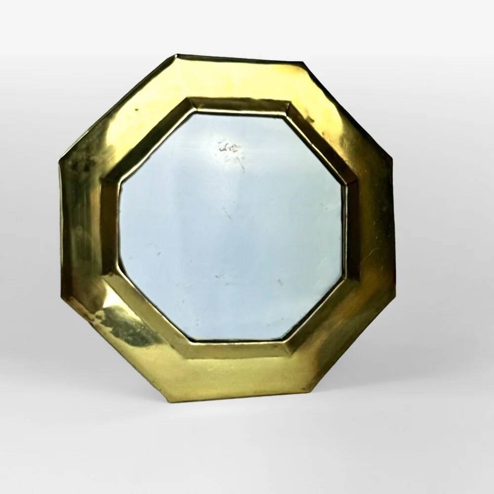 Vintage brass octagonal mirror