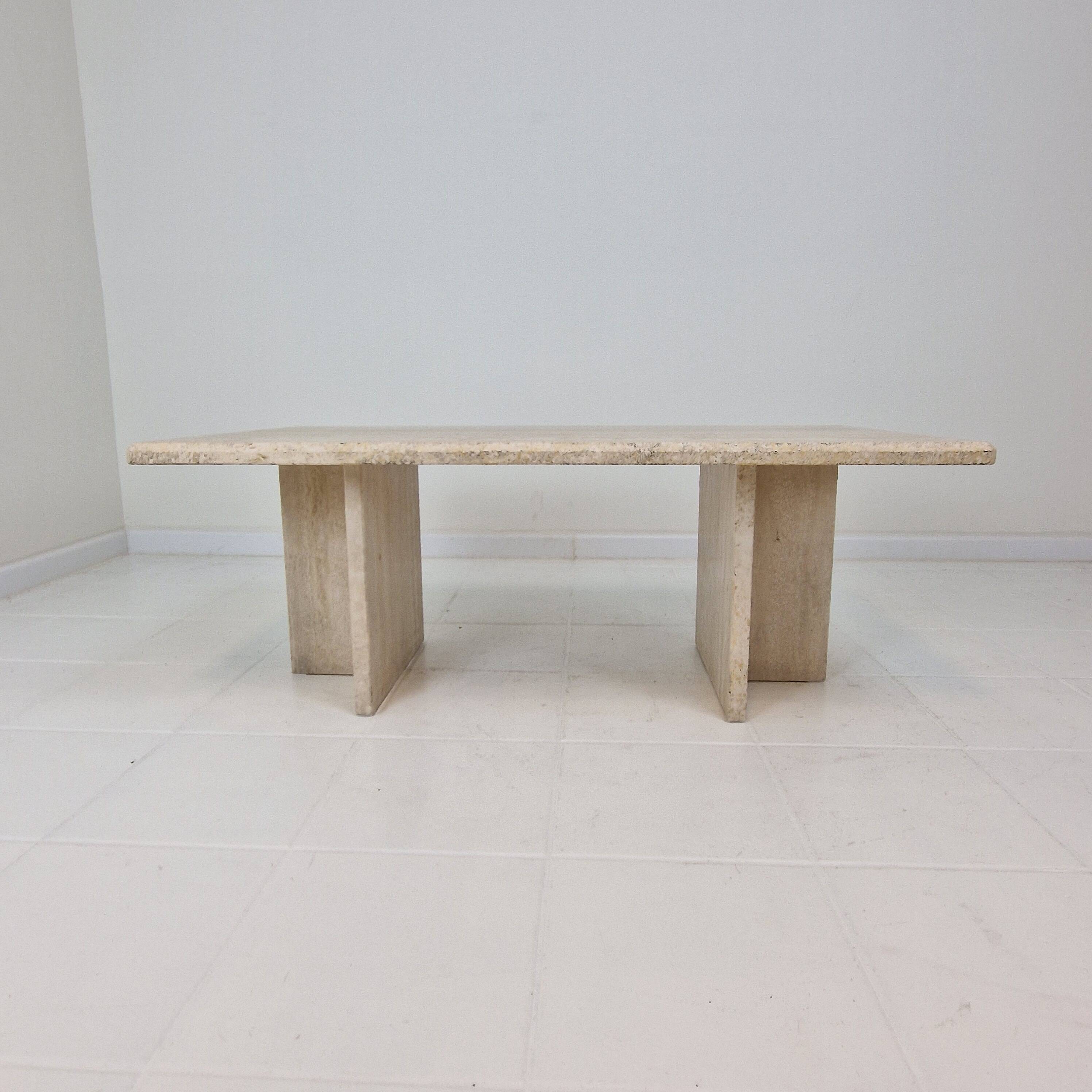 Rectangle Travertine Coffee or Side Table, Italy 1980's