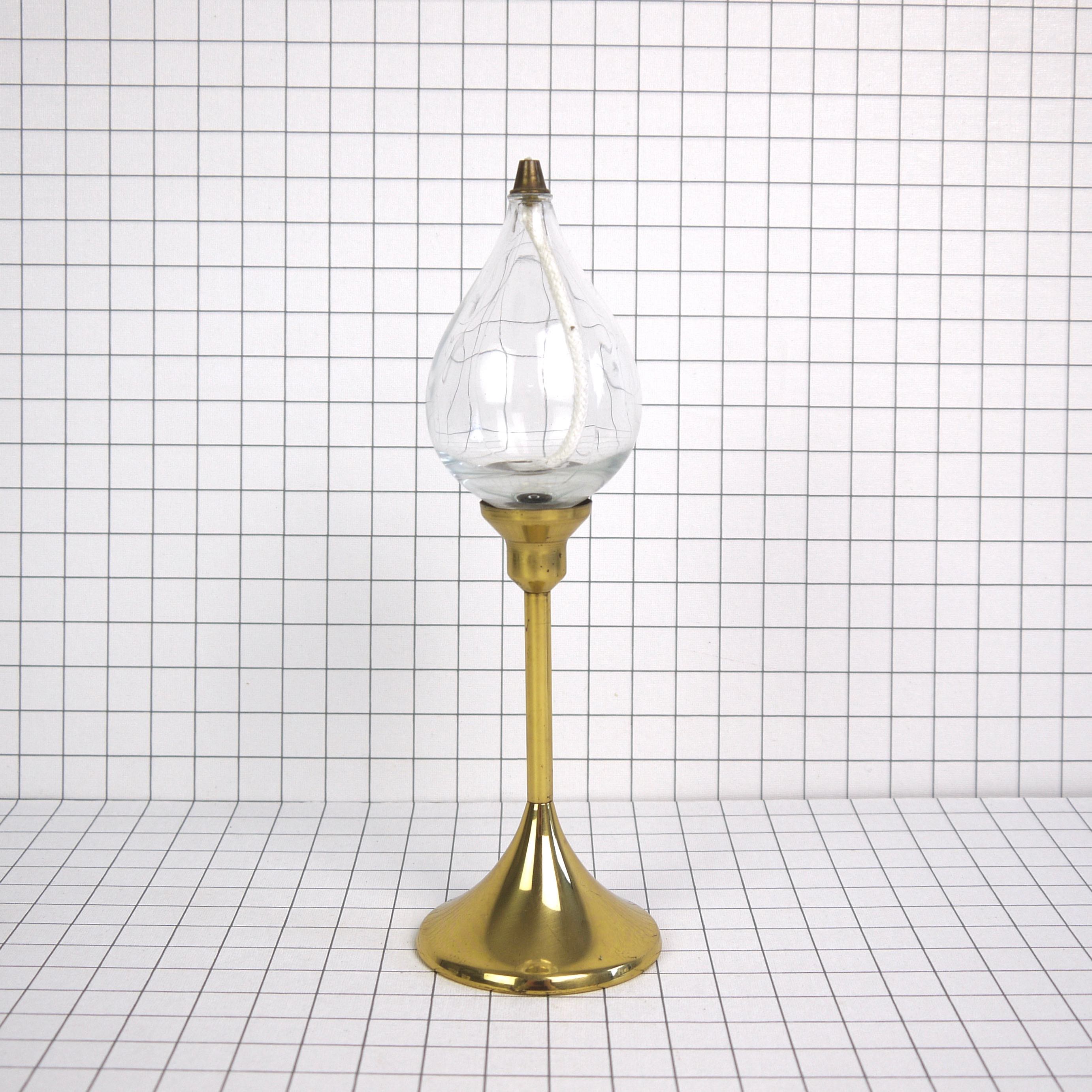 Oil lamp glass and brass by Freddie Andersen