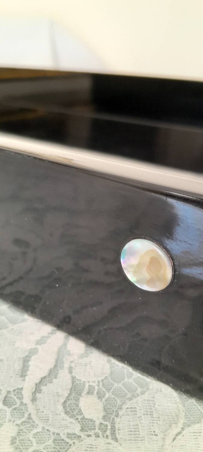 Black and gold lacquered wooden tray