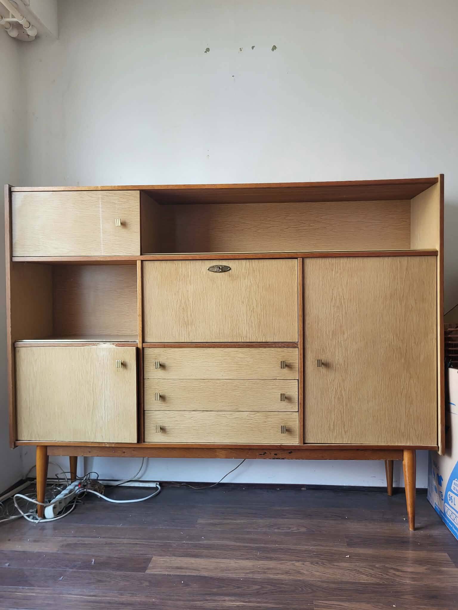 1960s secretary buffet on tapered legs