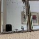 Vintage 1950 triptych mirror barber beveled crystal hairdresser - 25 x 59 cm