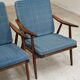 Pair of blue boomerang armchairs by Antonin Suman for Ton (Thonet) 1960