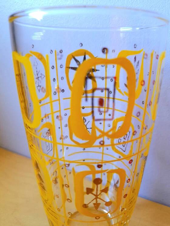 Set of 6 Screen-Printed Glasses 1960