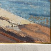 Rab Island, oil on hardboard by Bogoslav Vojinović Pelikan 1926