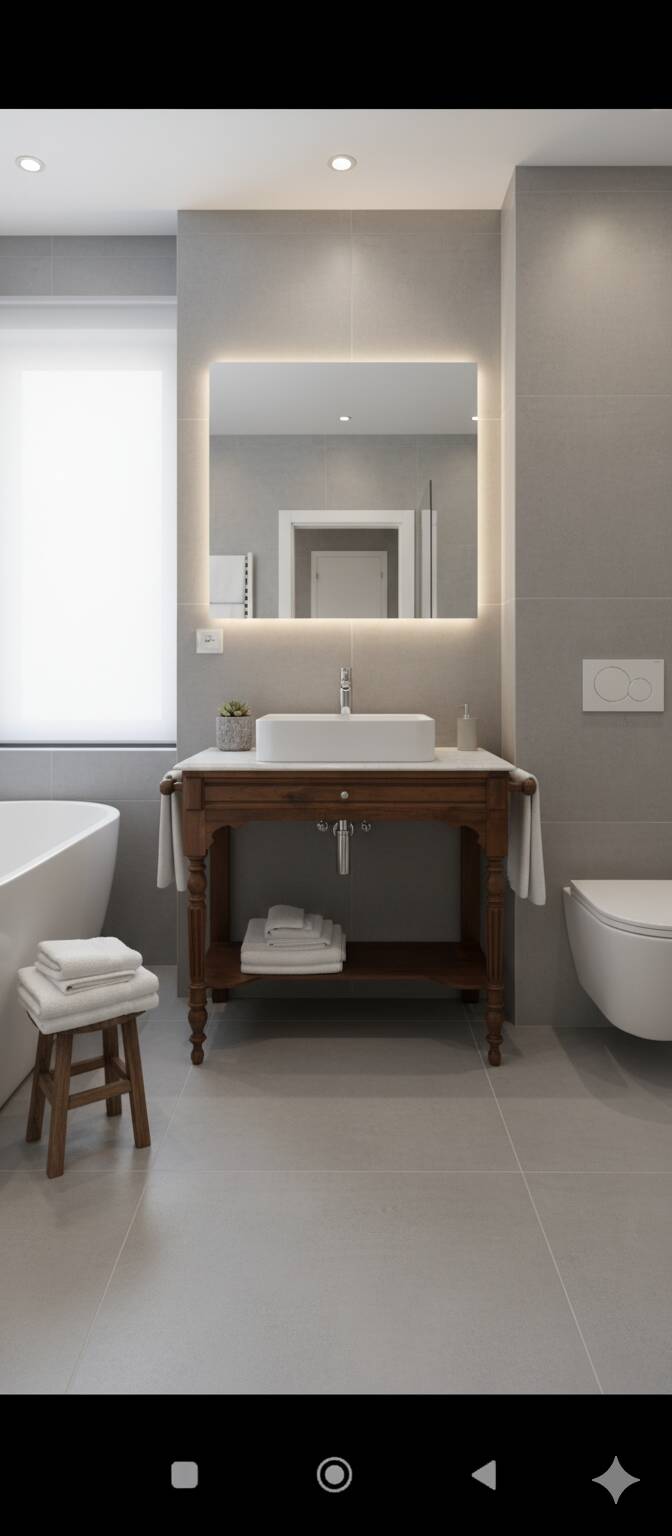 Antique wooden and marble side table