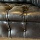Chesterfield sofa in genuine black leather 3 seats