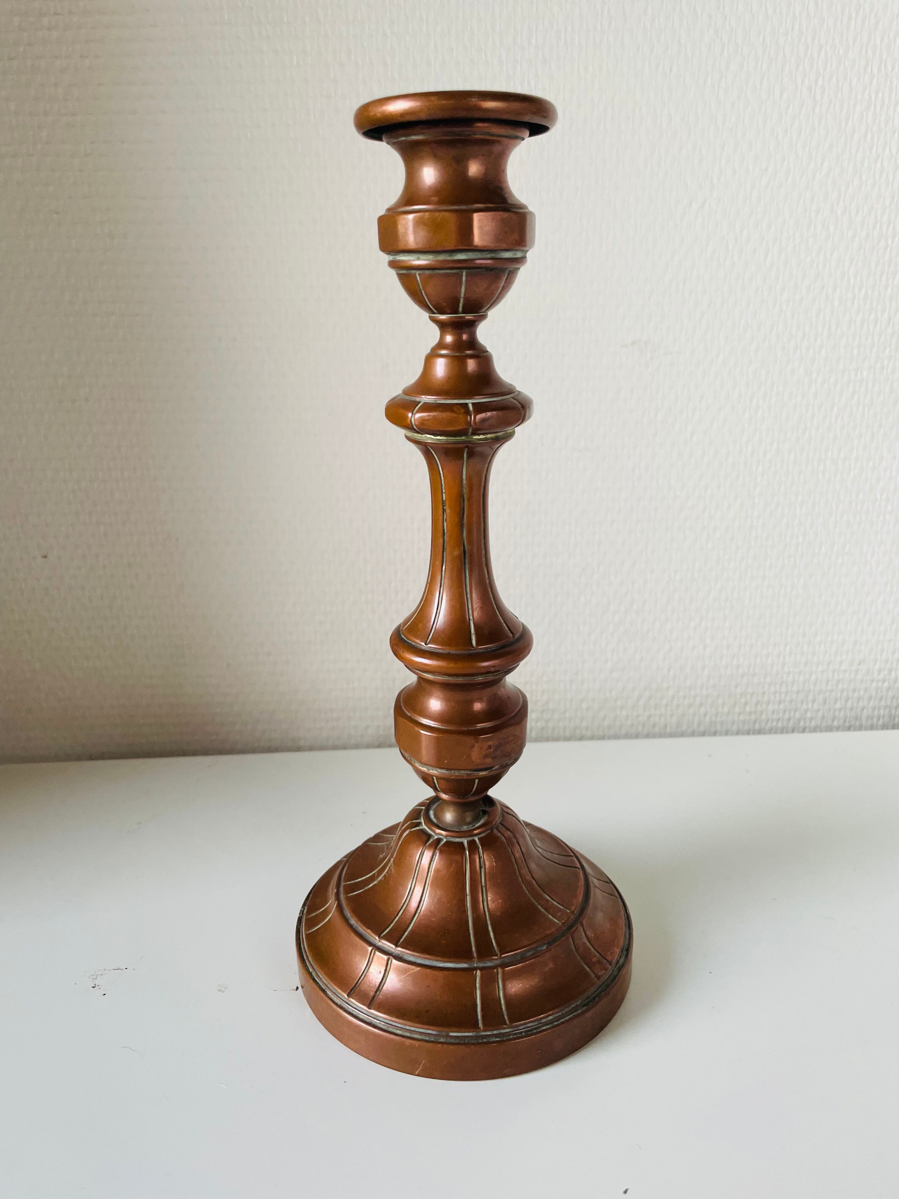 Vintage copper brass candle holder