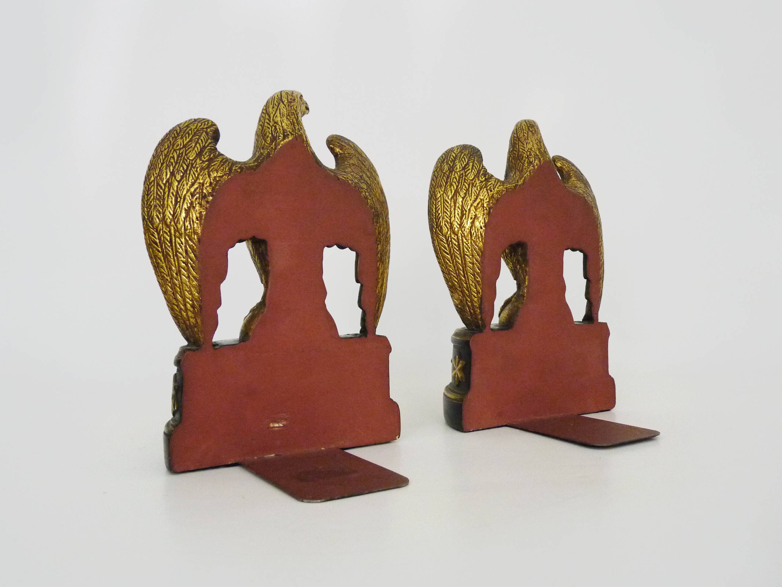 Pair of Hollywood Regency golden eagle bookends by Borghese. 60s