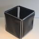 Chrome and faux leather wastepaper basket