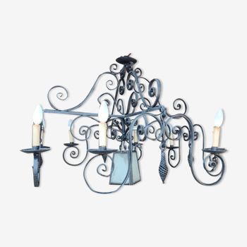 Chandelier art nouveau wrought iron