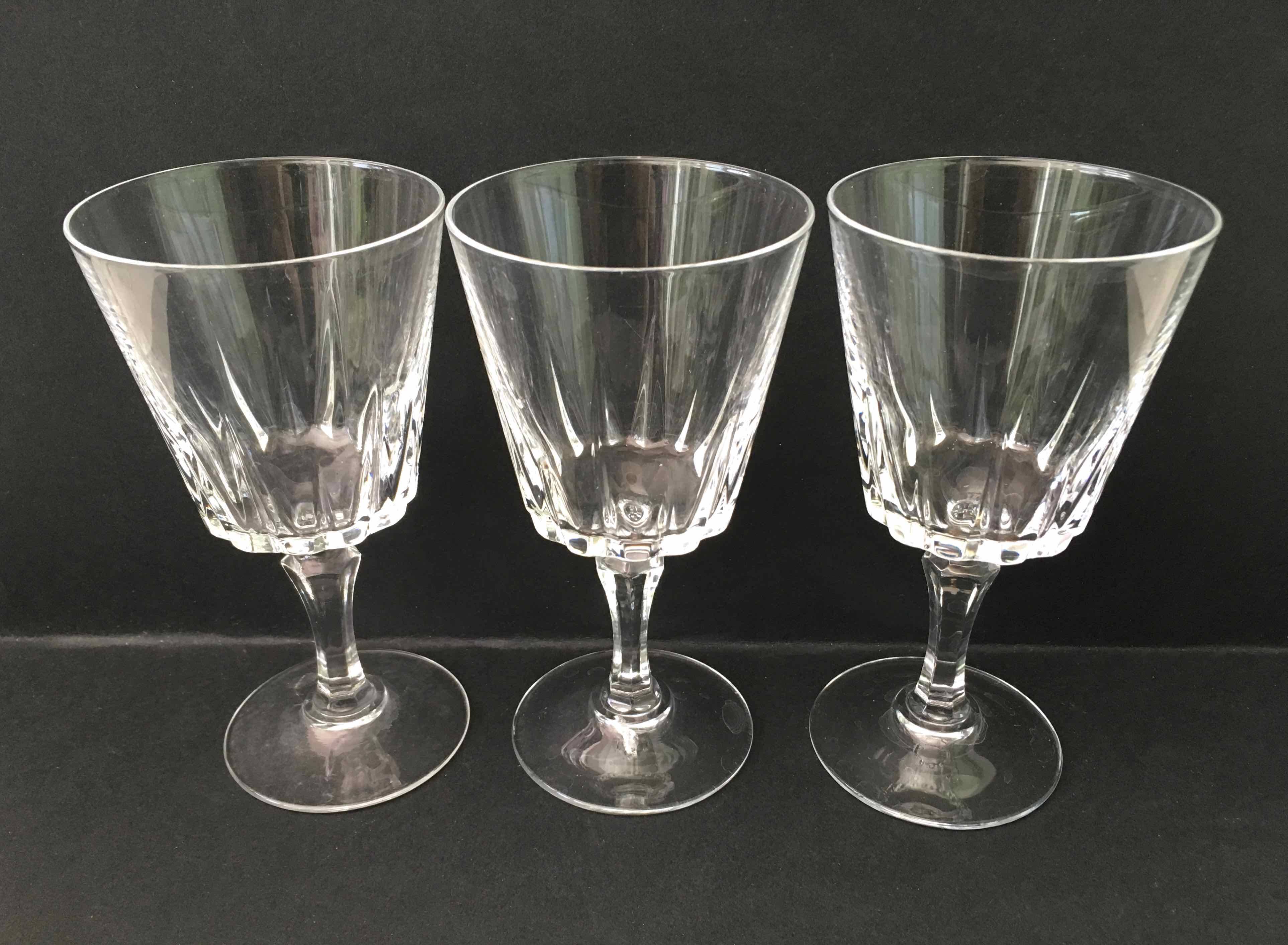 Set of 12 cut crystal wine glasses