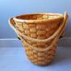 Cache pot suspendu rotin et corde 1960