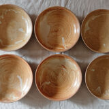Lot 6 assiettes creuses grès artisanal vintage