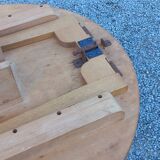 1950s round oak table, 2 heights, central quadripod leg