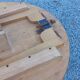 1950s round oak table, 2 heights, central quadripod leg