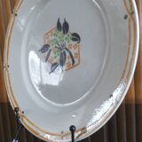 Flat plate old tunis floral porcelain HB French antique