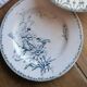 Rare earthenware plate iron earth model Marguerite LG Lunéville / blue transfer / botany