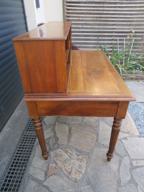 Old wooden stepped desk