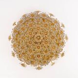 Brass ceiling light with cut glass flowers by Palwa, Germany, 1970s.