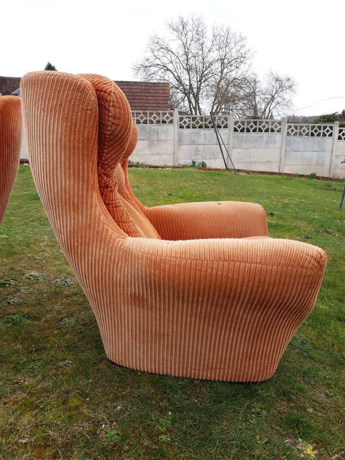 Pair of Steiner velvet armchairs