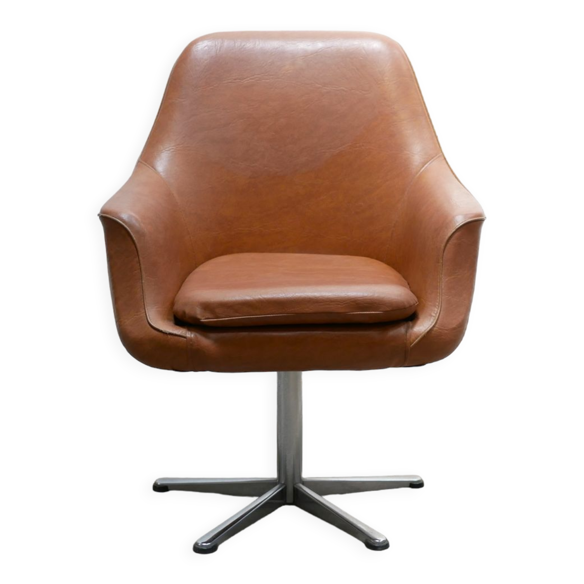 Vintage swivel desk chair in imitation leather