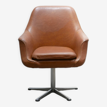 Vintage swivel desk chair in imitation leather