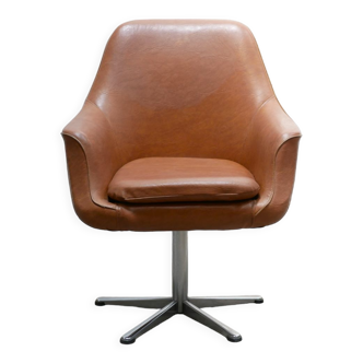 Vintage swivel desk chair in imitation leather