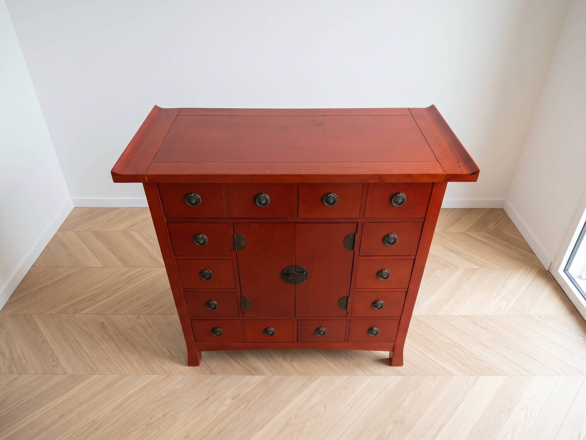 Red wooden Chinese-style storage furniture