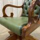 Fauteuil de bureau anglais Chesterfield en cuir vert