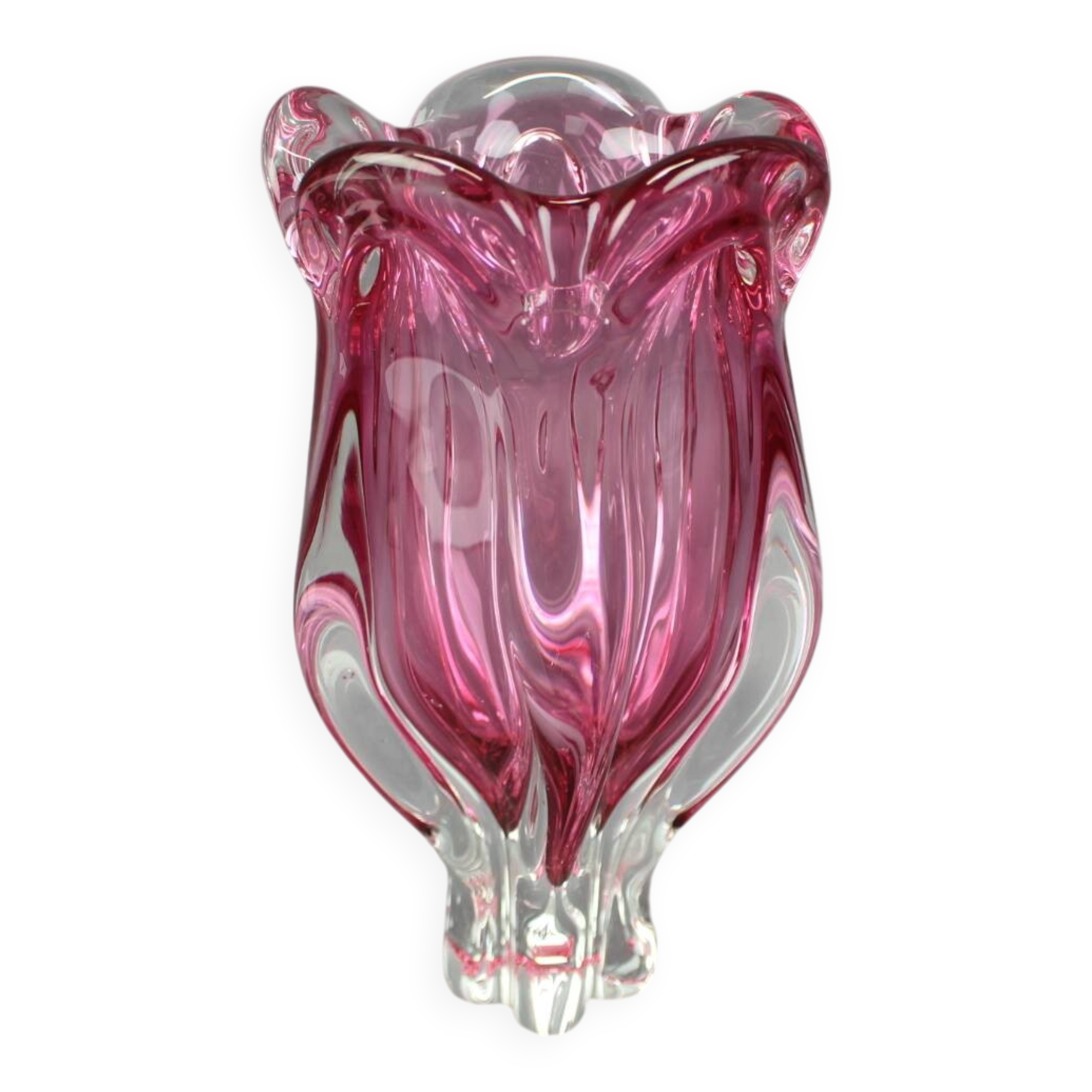 Mid-century pink art glass vase by Josef Hospodka, Czechoslovakia, 1960s.