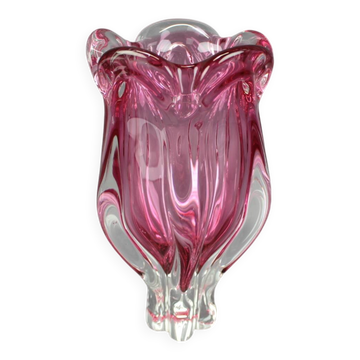 Mid-century pink art glass vase by Josef Hospodka, Czechoslovakia, 1960s.
