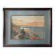 Orientalist Seascape Watercolor Painting (Algeria) + frame