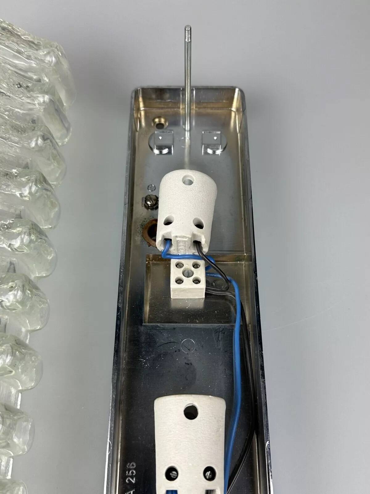 60s 70s wall lamp Limburg Germany Wall Sconce Ice Glass Chrome Space Age