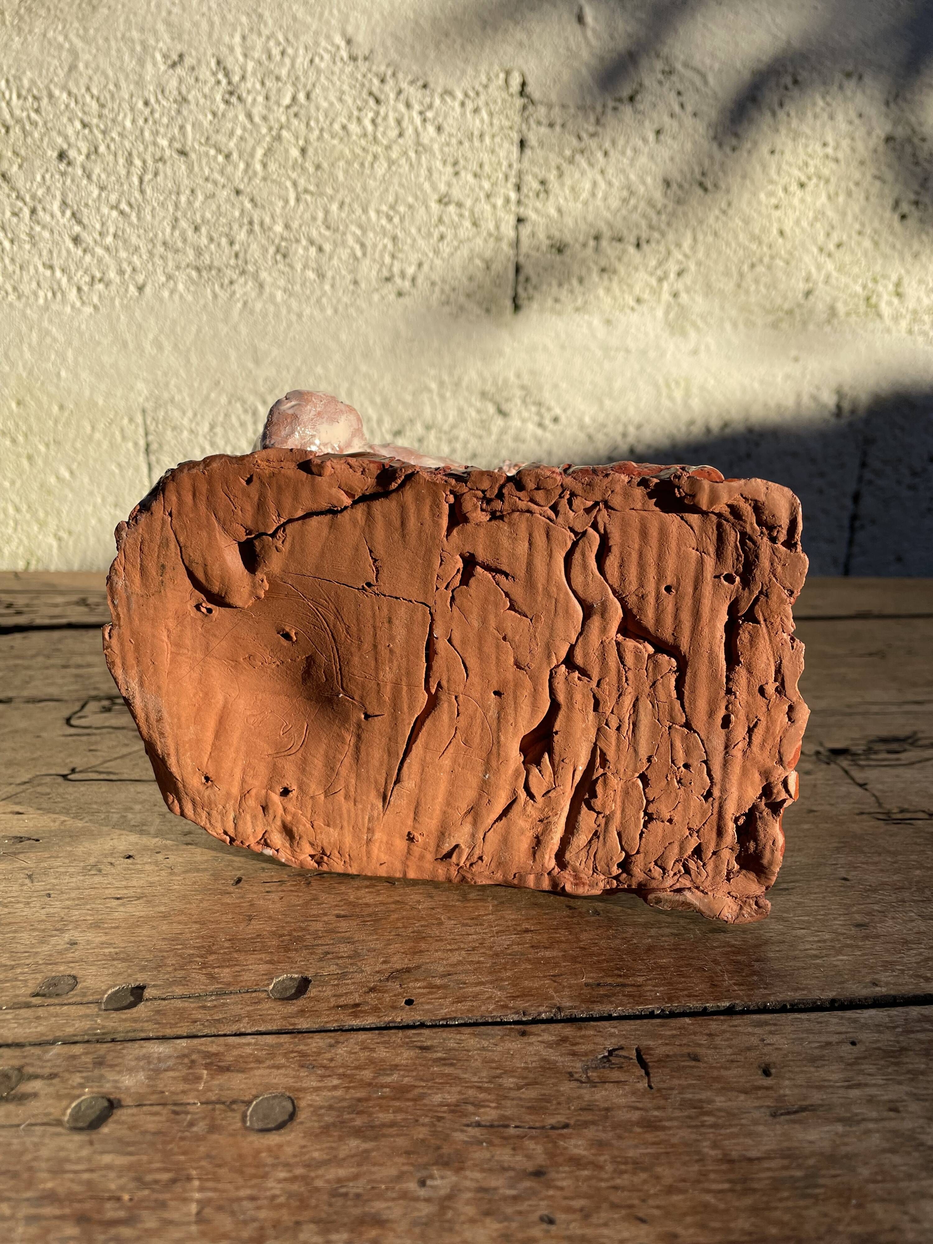 Sculpture contemporaine figure féminine terre cuite émaillée signée