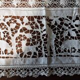 White cotton lace embroidery shelf or fireplace border