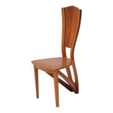 Set of 4 solid elm chairs, Maison Seltz, 1980s