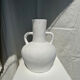 Handcrafted terracotta vase painted white with double handles h:40 d:30