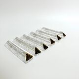 Set of 6 vintage crystal knife rests 24% lead – pyramid design